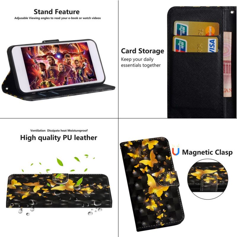 Flip Case Xiaomi Redmi 8 Keltaiset Perhoset