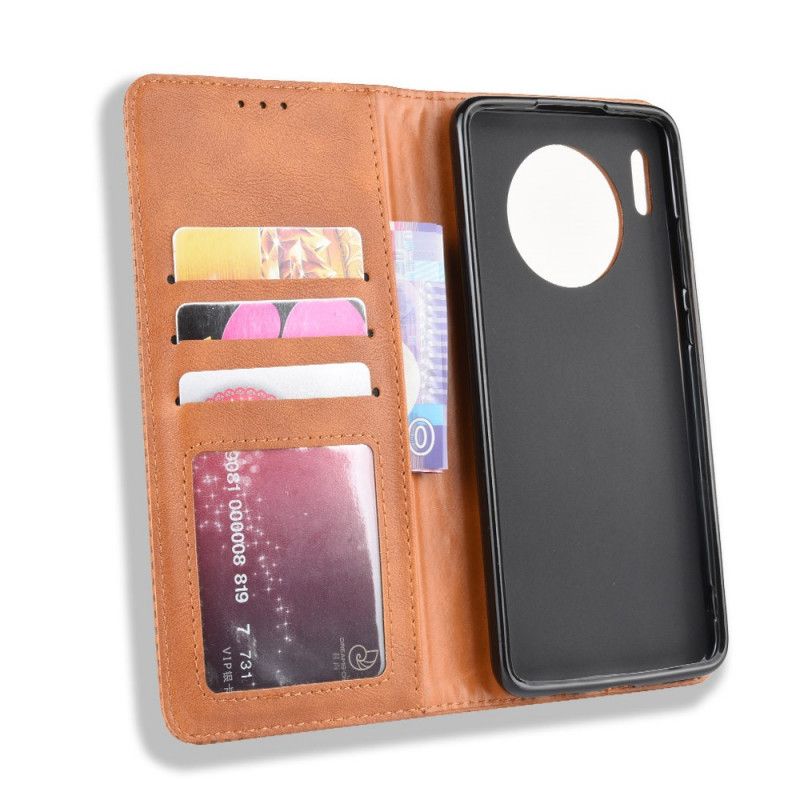 Flip Kotelot Huawei Mate 30 Punainen Musta Tyylitelty Vintage-Nahkaefekti
