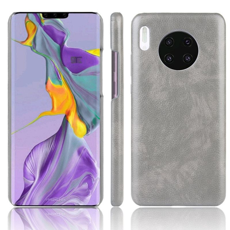 Kuori Huawei Mate 30 Harmaa Musta Litsi Nahkaa