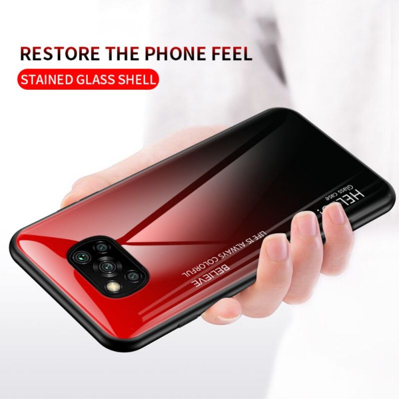 Case Kuoret Xiaomi Poco X3 Valkoinen Musta Puhelinkuoret Hei Karkaistu Lasi