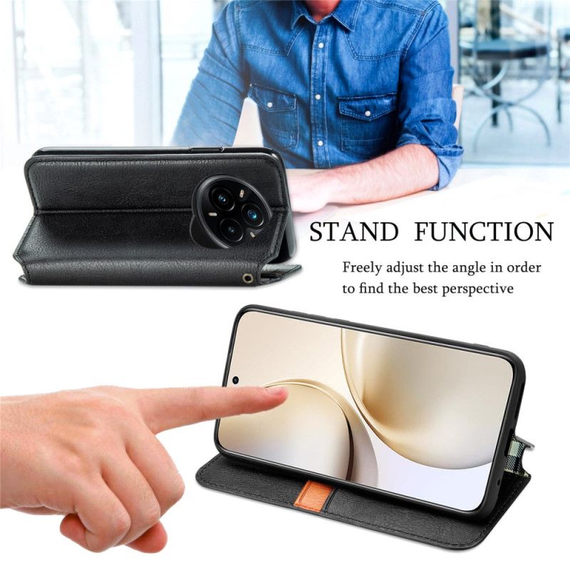 Nahkakotelo Realme 14 Pro 5g Mokkanahkaefekti Timanttireunus