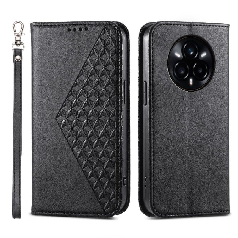 Nahkakotelo Realme 14 Pro 5g Teksturoitu Muotoilu Hummerilukon Hihnalla