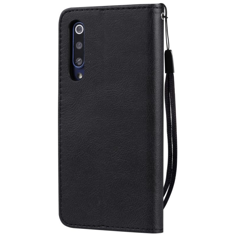 Nahkakotelo Xiaomi Mi 9 SE Musta Puhelinkuoret Nahkahihnan Tyyli