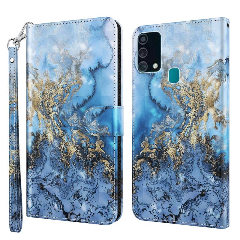 Flip Case Samsung Galaxy A32 5G Designmarmorinen Valopiste Hihnalla
