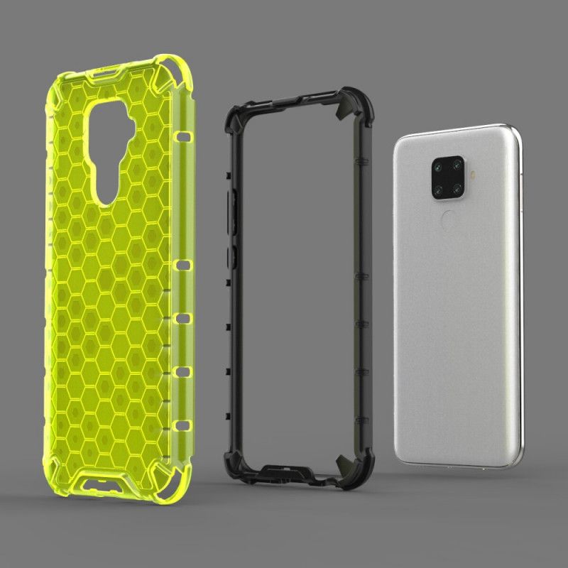 Kuori Huawei Mate 30 Lite Valkoinen Musta Hunajakennotyyli Suojakuori