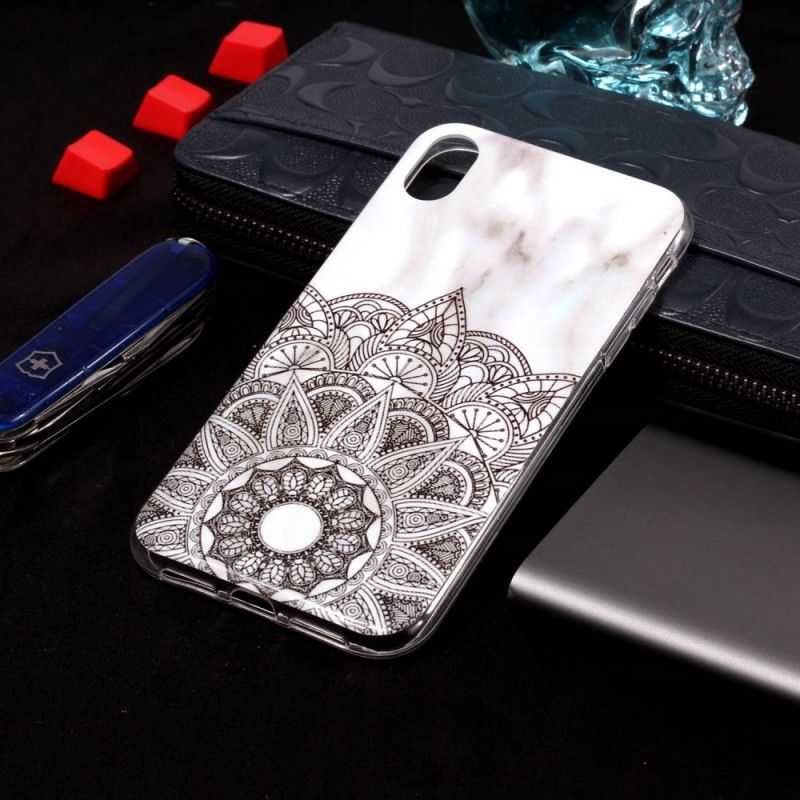 Kuori iPhone XR Marmoroitu Mandala Suojakuori