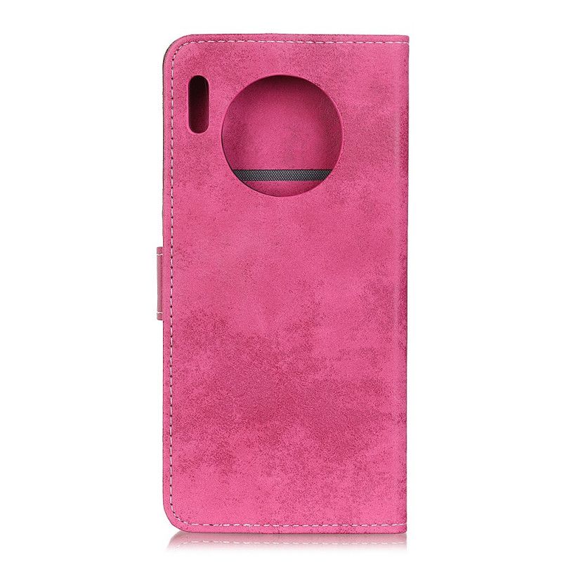 Nahkakotelo Huawei Mate 30 Pro Magenta Harmaa Puhelinkuoret Vintage Tekonahkaa