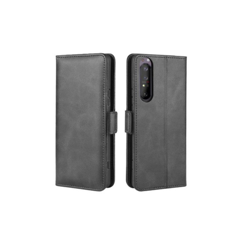 Kotelot Sony Xperia 1 II Tummansininen Musta Kaksinkertainen Läppä Suojakuori