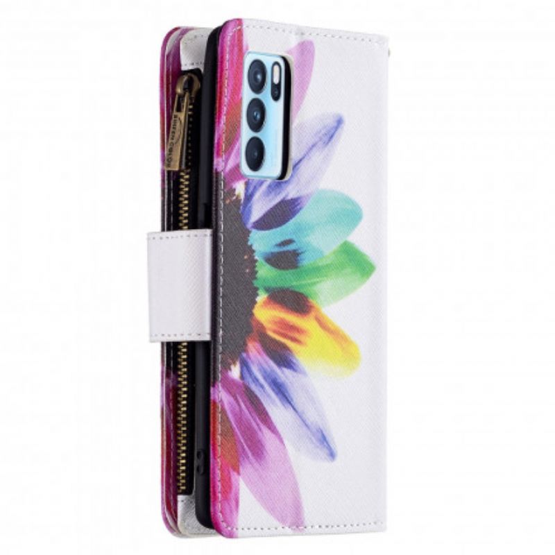 Flip Kotelot Oppo Reno 6 Pro 5g Kukkavetoketjullinen Tasku