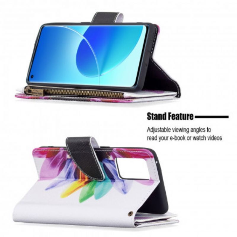 Flip Kotelot Oppo Reno 6 Pro 5g Kukkavetoketjullinen Tasku