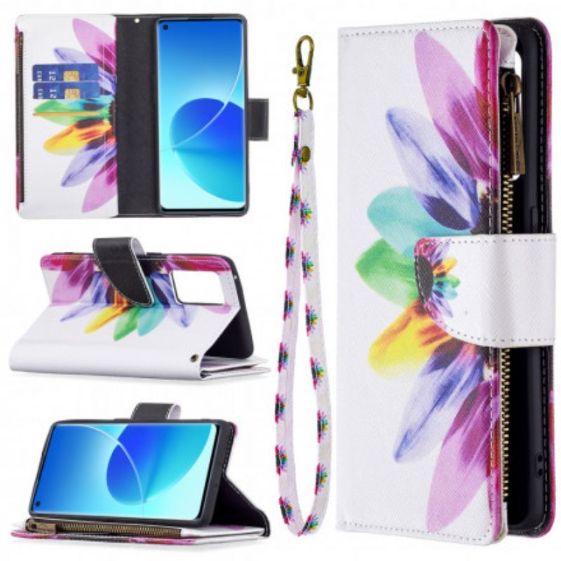 Flip Kotelot Oppo Reno 6 Pro 5g Kukkavetoketjullinen Tasku