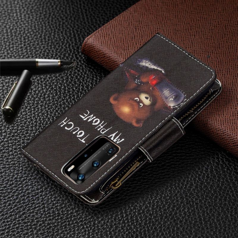 Kotelot Huawei P40 Pro Karhun Vetoketjutasku Suojakuori