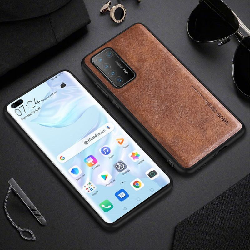 Kuori Huawei P40 Pro Harmaa Musta Vintage Nahkaefekti