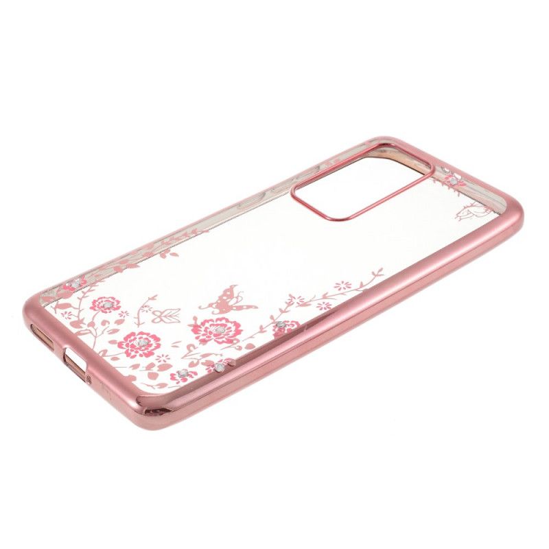Kuori Huawei P40 Pro Ruusukulta Kulta Metalliefekti Perhosten Kanssa