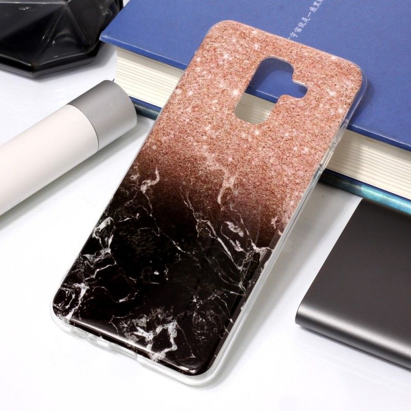 Case Kuoret Samsung Galaxy A6 Plus Valkoinen Musta Puhelinkuoret Marmorinen Kimallus