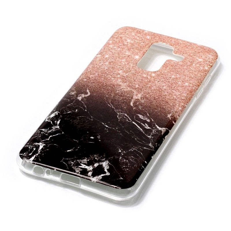 Case Kuoret Samsung Galaxy A6 Plus Valkoinen Musta Puhelinkuoret Marmorinen Kimallus