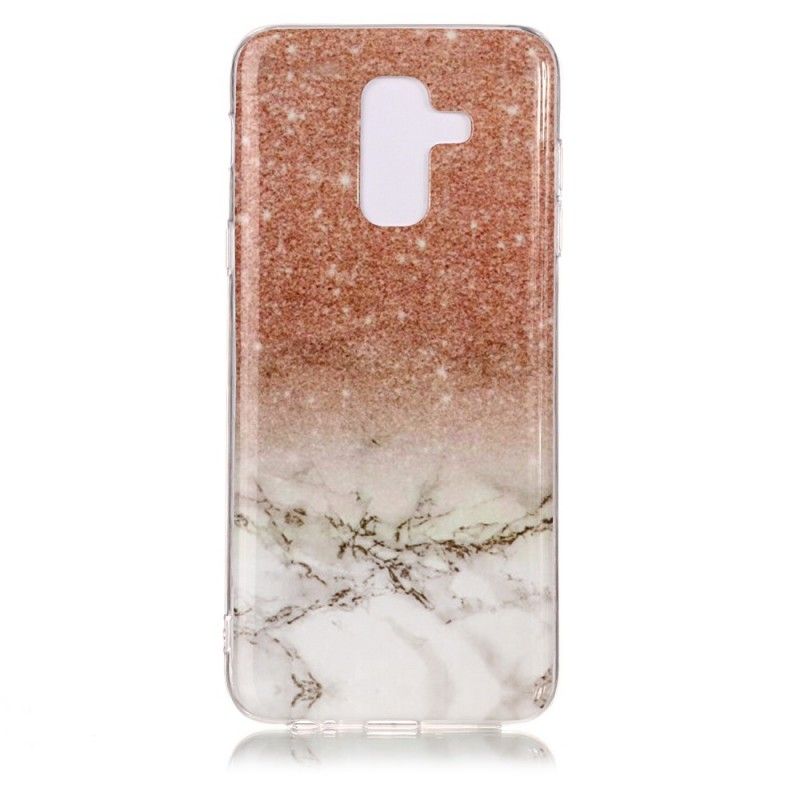 Case Kuoret Samsung Galaxy A6 Plus Valkoinen Musta Puhelinkuoret Marmorinen Kimallus