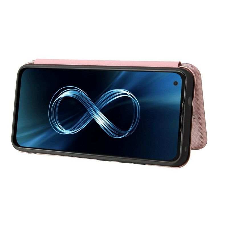Nahkakuori Flip Kotelot Asus Zenfone 8 Puhelinkuoret Hiilikuitua Tukirenkaalla