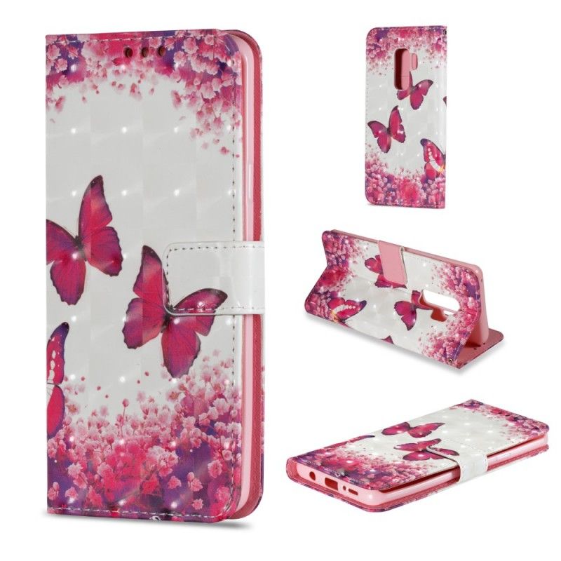 Kotelot Samsung Galaxy S9 Plus 3D Punaiset Perhoset