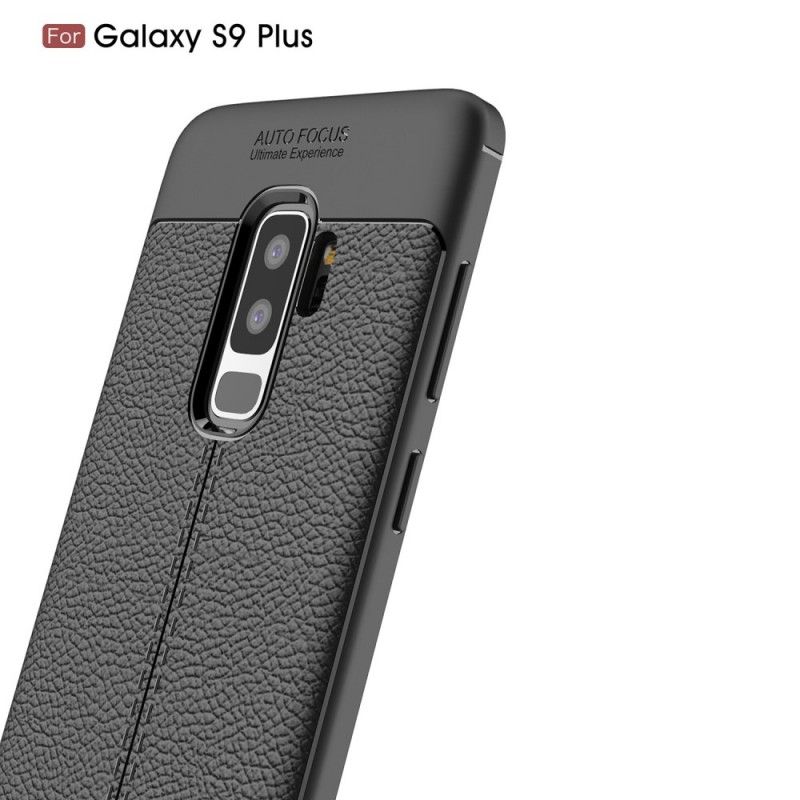 Kuori Samsung Galaxy S9 Plus Harmaa Musta Kaksilinjainen Litsi Nahkainen Vaikutus Suojakuori