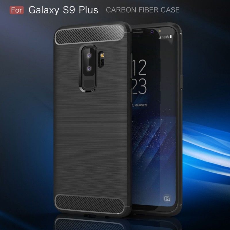 Kuori Samsung Galaxy S9 Plus Punainen Musta Harjattu Hiilikuitu