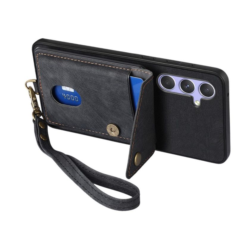 Case Samsung Galaxy A17 4g / 5g Puhelinkuoret Mokkanahkakuvio Korttikotelolla Ja Nauhalla