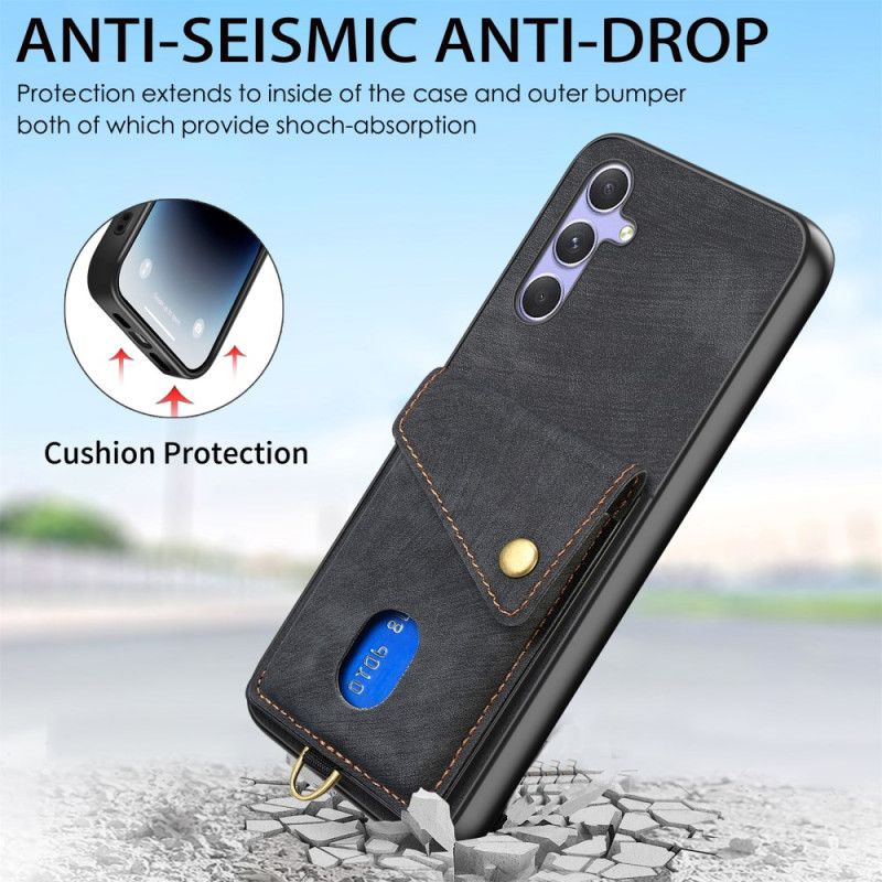 Case Samsung Galaxy A17 4g / 5g Puhelinkuoret Mokkanahkakuvio Korttikotelolla Ja Nauhalla