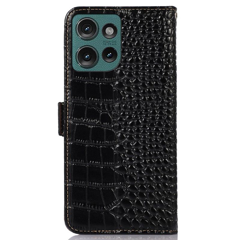 Kotelot Motorola Edge 50 Neo Krokotiilin Pintanahkaa Suojakuori