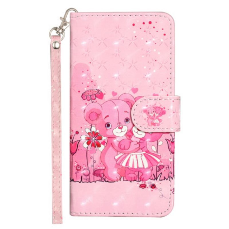 Nahkakotelo Samsung Galaxy S24 Fe Lanyard Bears