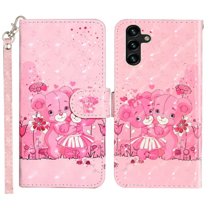Nahkakotelo Samsung Galaxy S24 Fe Lanyard Bears