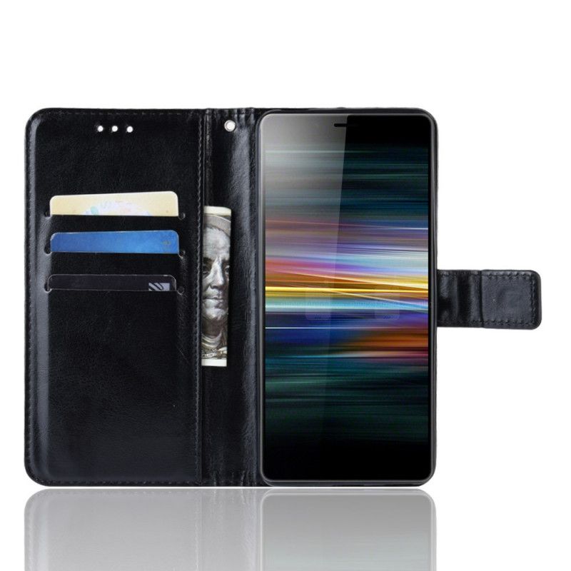 Kotelot Sony Xperia L3 Musta Utra-Tekonahka Hihnalla Suojakuori