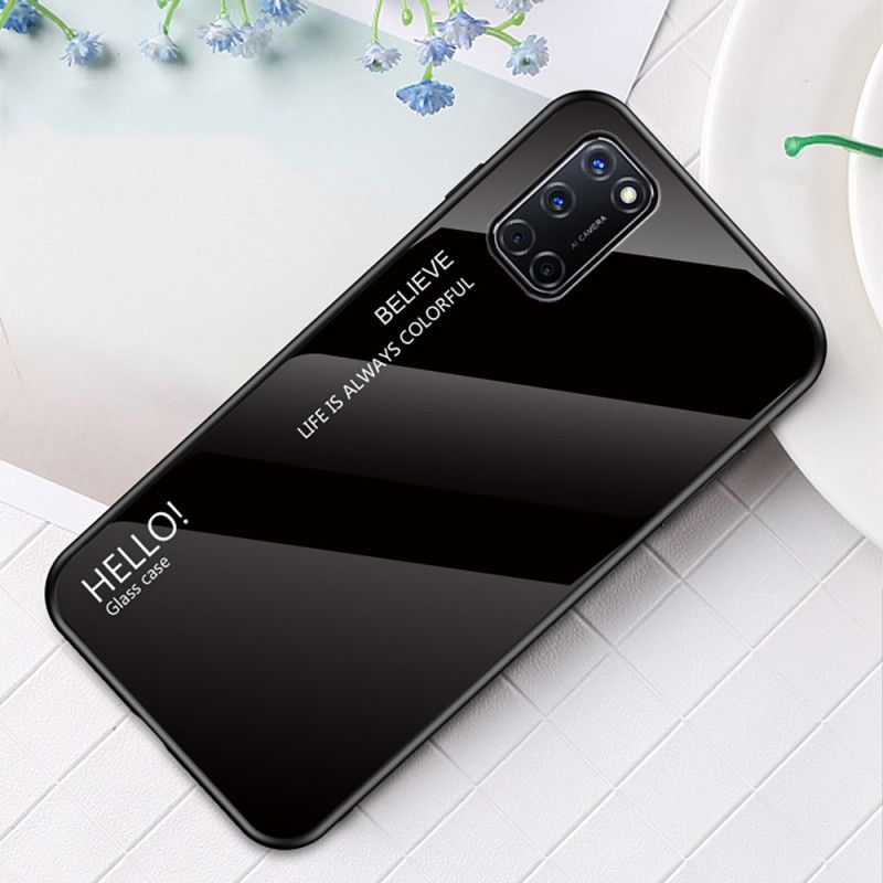 Kuori Oppo A72 Valkoinen Musta Hei Karkaistu Lasi