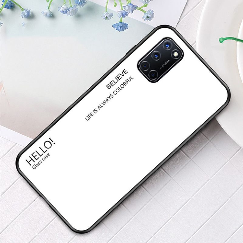 Kuori Oppo A72 Valkoinen Musta Hei Karkaistu Lasi