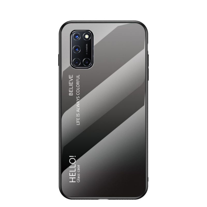 Kuori Oppo A72 Valkoinen Musta Hei Karkaistu Lasi