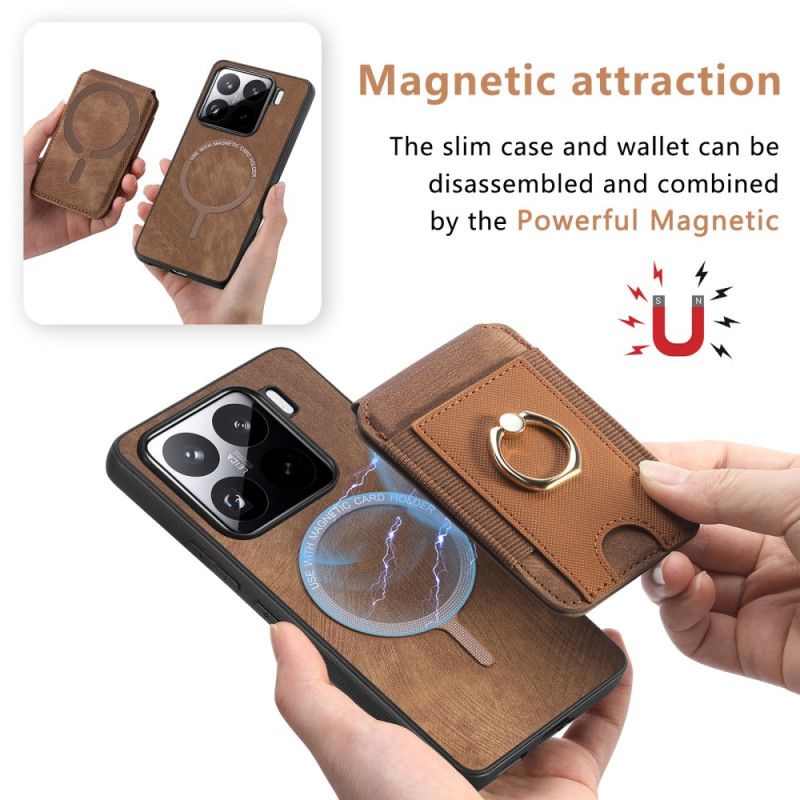 Kuori Xiaomi 15 Mokkanahkamainen Irrotettava Korttikotelo Ja Teline