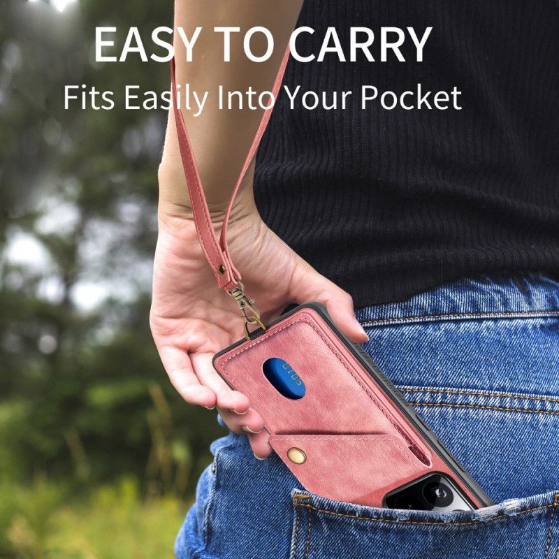 Kuori Xiaomi 15 Mokkanahkamainen Korttikotelo Ja Hihna