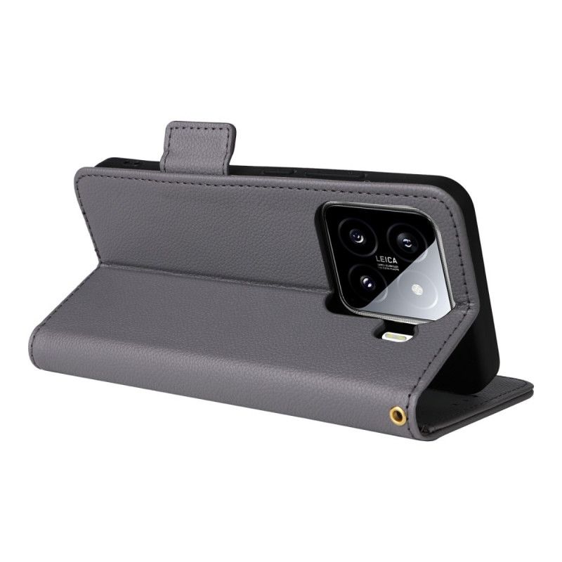 Nahkakotelo Xiaomi 15 Litsi-keinonahka Hihnalla