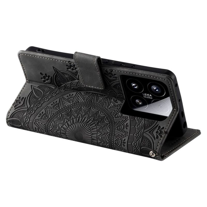 Nahkakotelo Xiaomi 15 Mandala-mokkanahkaefekti