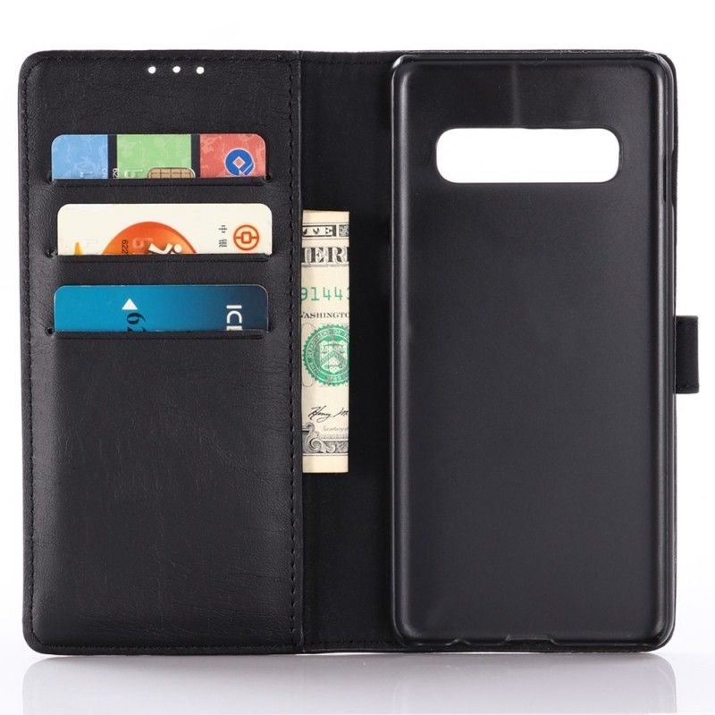 Kotelot Samsung Galaxy S10 Plus Harmaa Musta Vintage Nahkaa Suojakuori