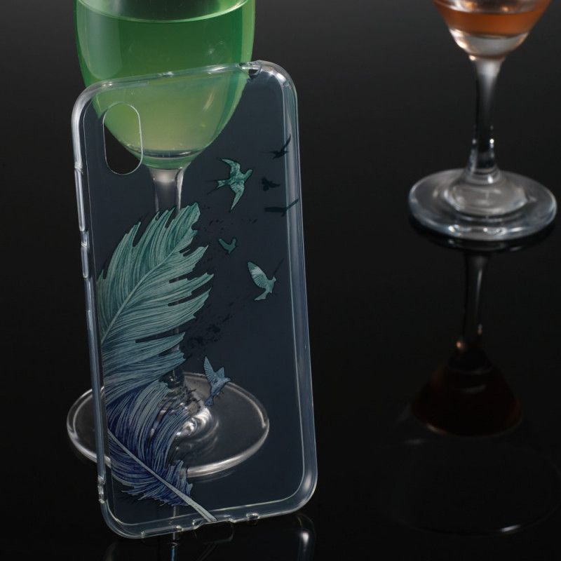 Kuori Huawei Y5 2019 Läpinäkyvä Värillinen Sulka Suojakuori