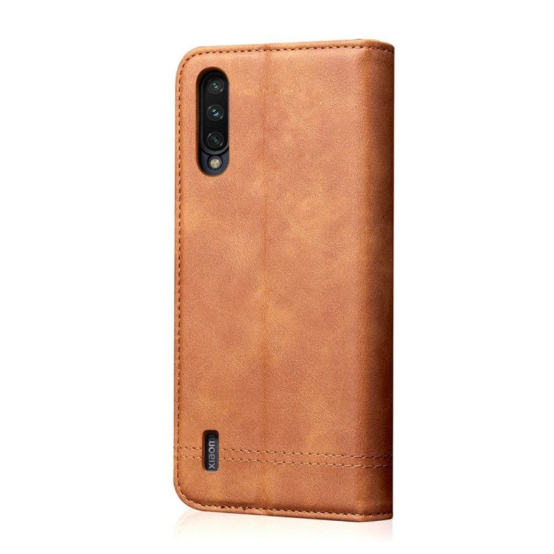 Flip Kotelot Xiaomi Mi 9 Lite Punainen Musta Puhelinkuoret Ommeltu Nahkaefekti
