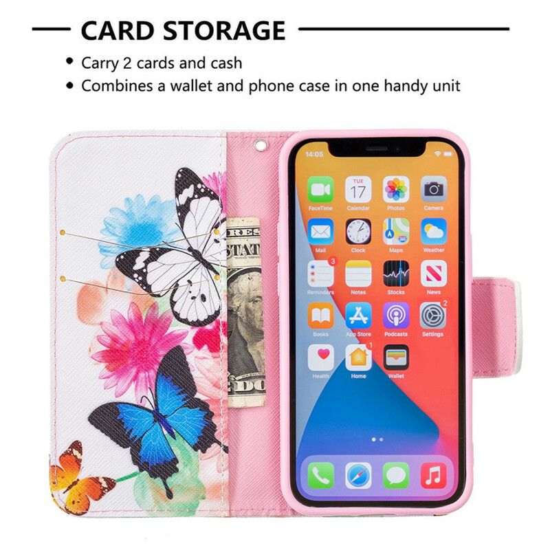 Kotelot iPhone 13 Mini Puhelinkuoret Maalattuja Perhosia Ja Kukkia