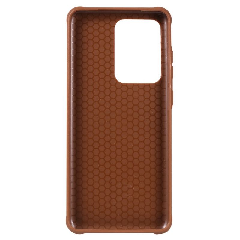 Flip Case Samsung Galaxy S20 Ultra Kahvi Musta Ulkoinen Integroitu Korttikotelo
