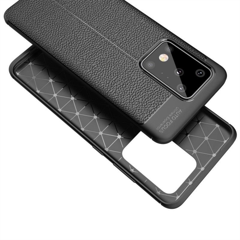 Kuori Samsung Galaxy S20 Ultra Punainen Musta Kaksilinjainen Litsi Nahkainen Vaikutus