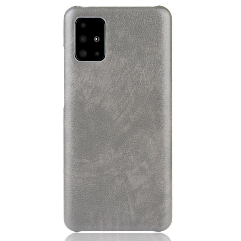Kuori Samsung Galaxy A71 Harmaa Musta Litsi Nahkaa Suojakuori