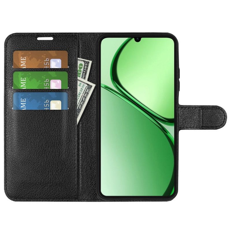 Kotelot Realme C61 Klassinen Litsikuvioinen Tekonahka