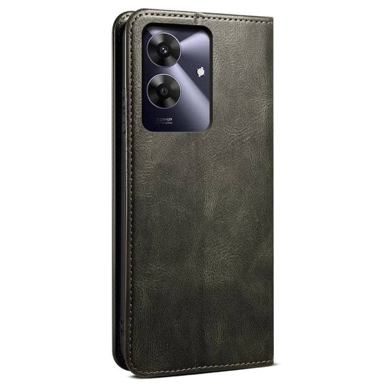 Nahkakotelo Realme C61 Vahattu Tekonahka Suojakuori