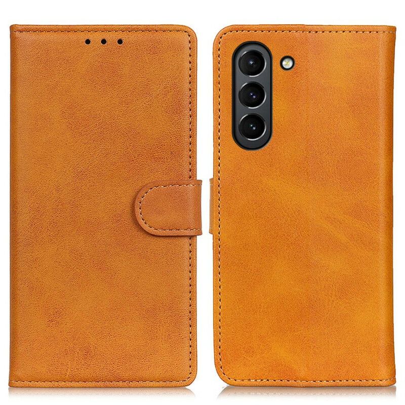 Flip Kotelot Samsung Galaxy S21 Fe Retro Mattanahkaefekti Suojakuori