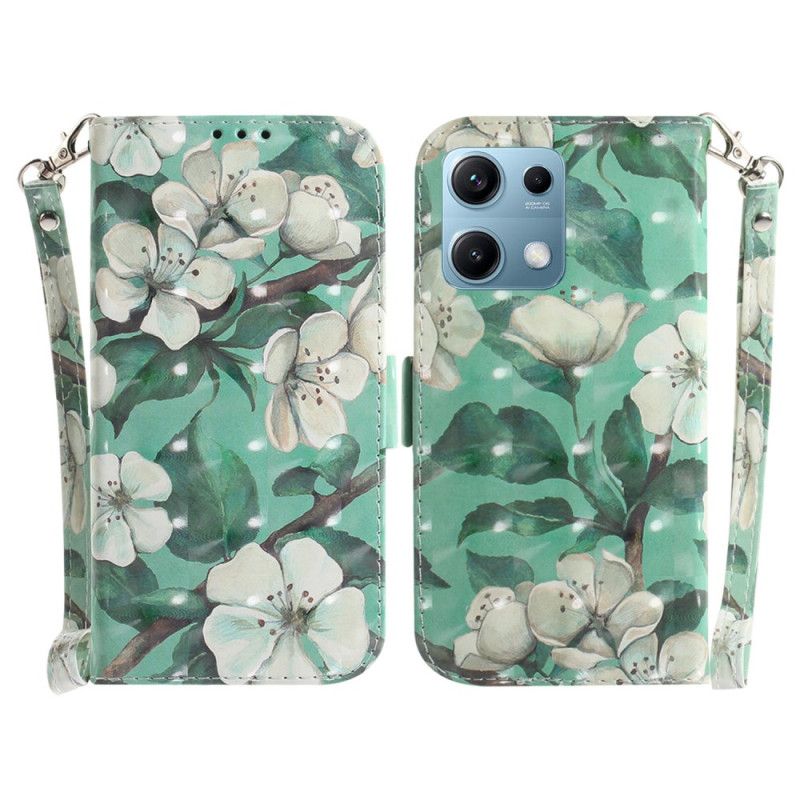 Kotelot Xiaomi Redmi Note 14s Valkoiset Kukat Ja Nauha