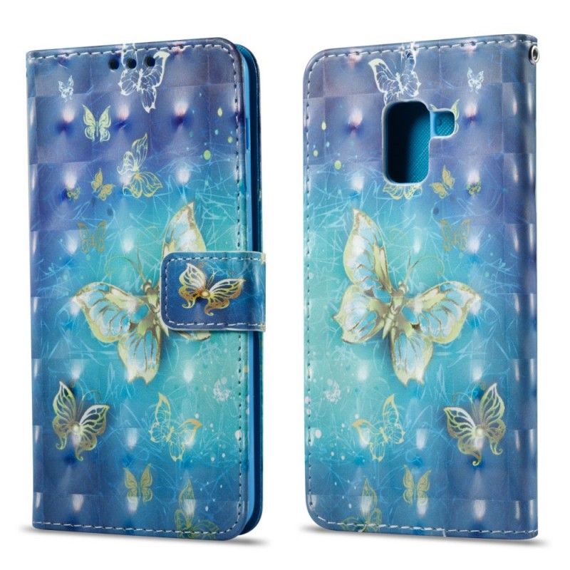 Kotelot Samsung Galaxy A8 Kolmiulotteiset Kultaiset Perhoset Suojakuori
